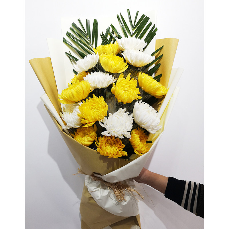 鲜花速递同城菊花花束冬至扫墓吊念祭奠葬礼花篮鲜花速递同城