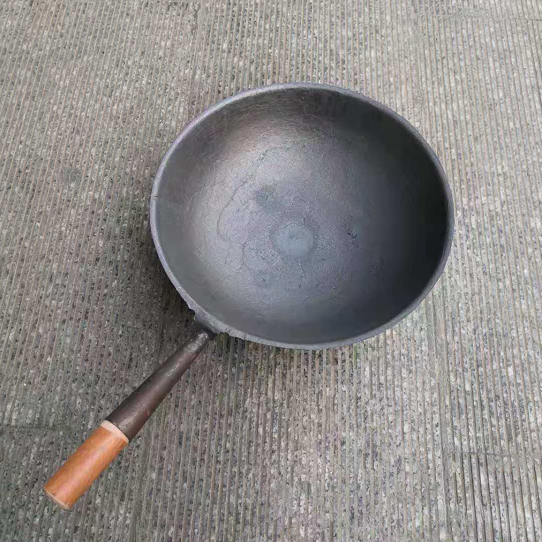 老式生铁铁锅家用手工铸造老北京三爪锅圆底燃气灶炒锅