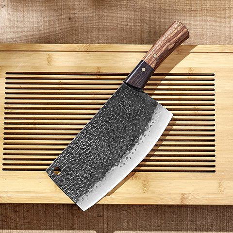 夜不休手工锻打菜刀厨师专用专业老式玄铁切肉菜刀