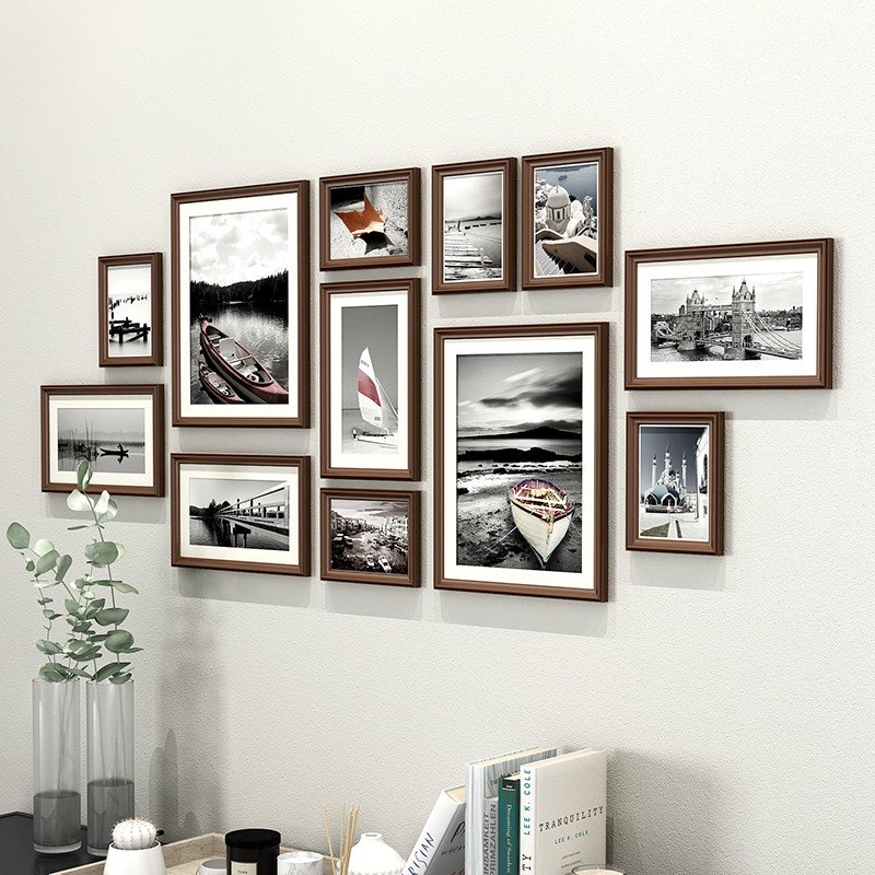 照片装饰打孔相框挂墙组合创意客厅背景墙美式照片墙