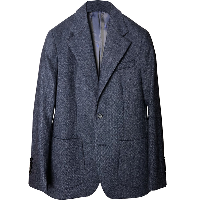 tweed羊毛粗花呢西服 复古鱼骨纹blazer布雷泽外套意式秋冬西装男