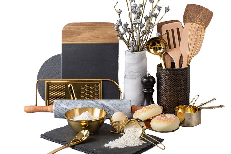 北欧精品厨房样板橱柜摆件花器菜板擀面杖黄铜家饰软装搭配套装