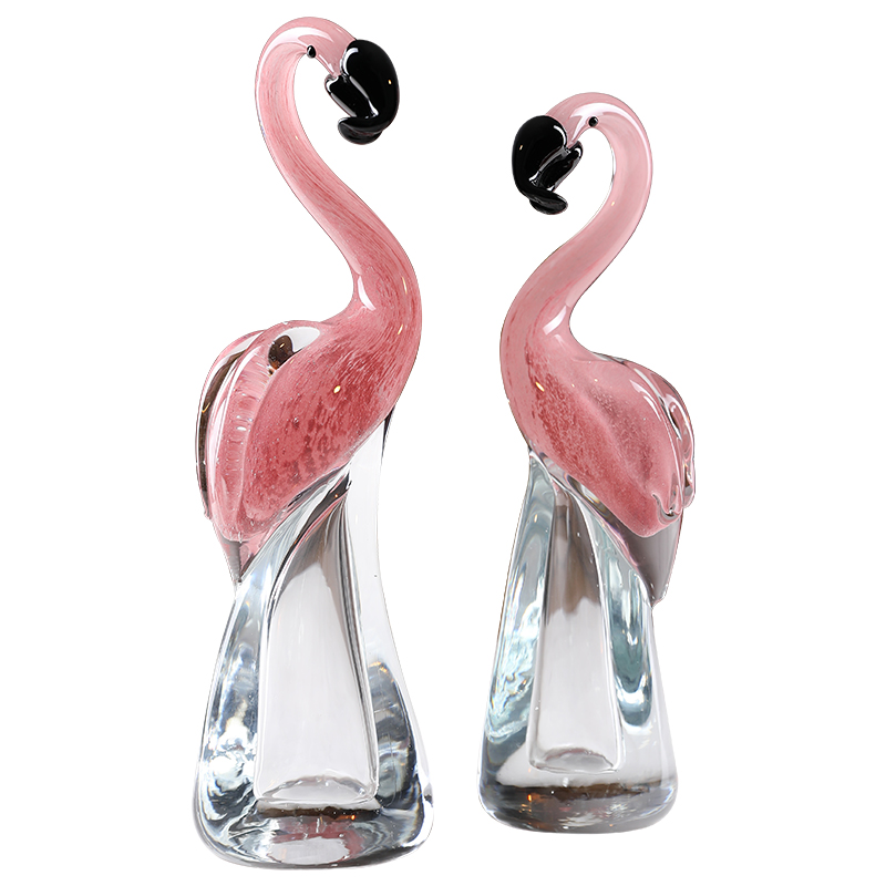 现代火烈鸟琉璃摆件玄关客厅玻璃大气艺术品卧室装饰摆件