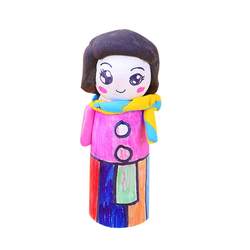 白坯木头人儿童diy涂鸦木偶娃娃幼儿园木质卡通木偶