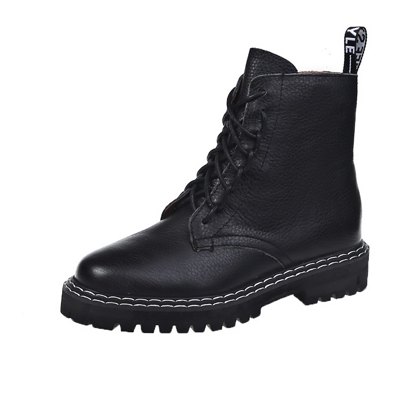 杨幂同款秋冬马丁靴厚底英伦风机车短靴加大码41 42 43特大码女鞋