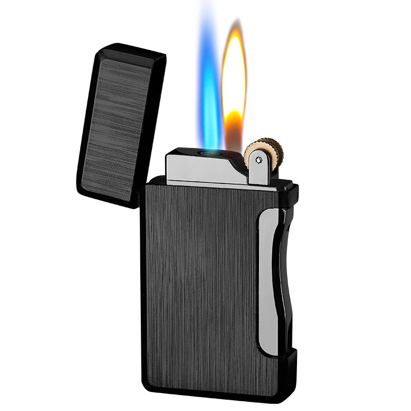 双火直冲防风打火机充气创意个性金属砂轮轮式点火器充气打火机