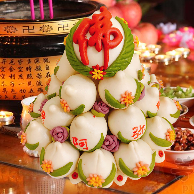 清明上供寿桃花样馒头山东饽饽中式蛋糕烧香传统中式糕点