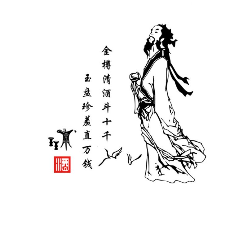 中式酒文化名言关于诗句酒坊酒馆饭馆散酒店铺软装墙贴