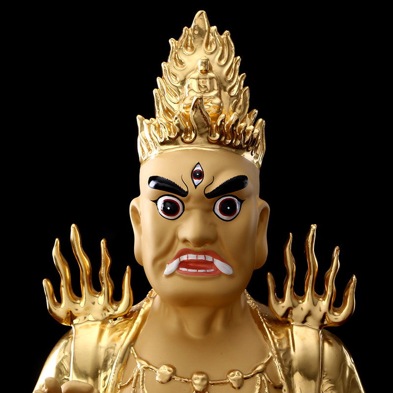 涛羽贴金面然大士神像焰口鬼王菩萨像面燃大摆件