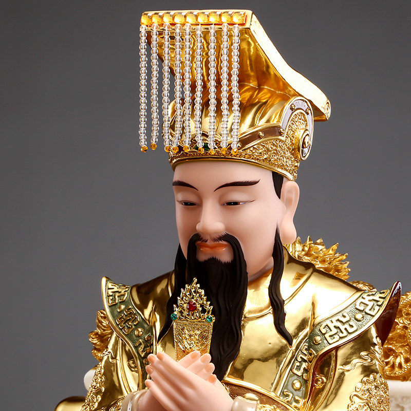 王母涛羽玉皇大帝娘娘神像道家贴金汉白玉玉帝供奉摆件