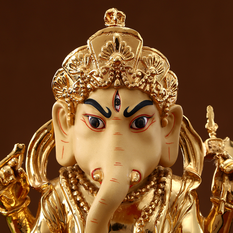 财神涛羽台湾纯铜金红密宗藏传象头佛像尼泊尔摆件
