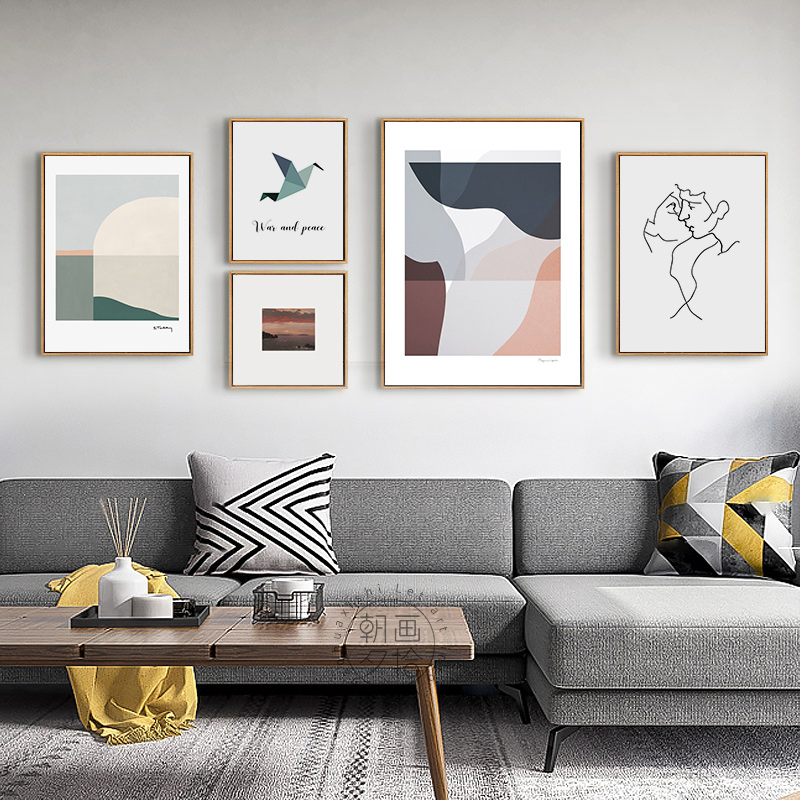 北欧极简抽象艺术装饰画卧室房间文艺莫兰兰迪现代装饰画