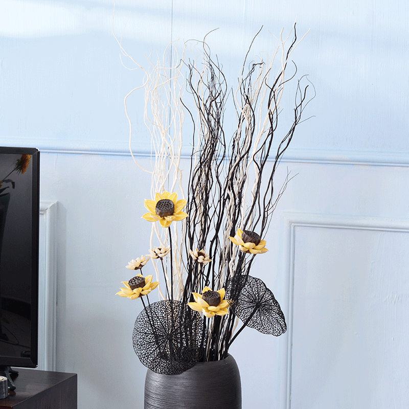 龙柳中式莲蓬花束花瓶插花家居装饰干花新中式摆设干花