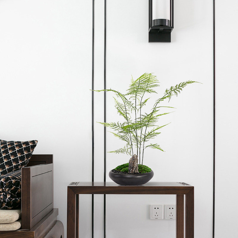 禅意仿真植物盆景花艺套装样板房间客厅酒店美容院新中式装饰摆件