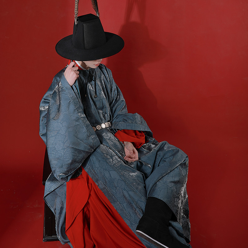 漱玉原创传统明制圆领袍大放量暗纹提花男汉汉服