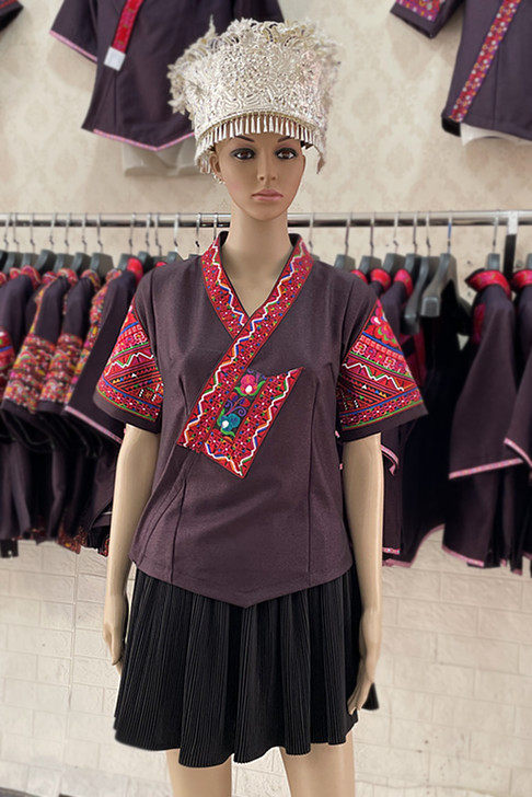 苗族侗族民族服饰2022新款苗衣刺花便服日常舞台民族服装