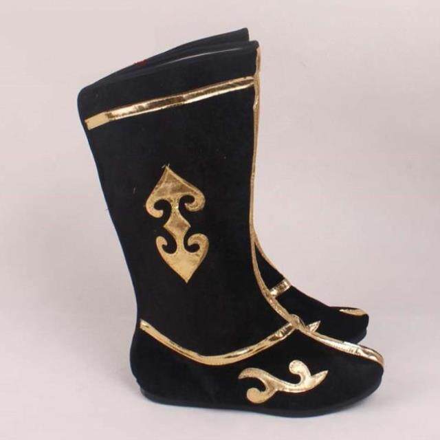 红色色布古装靴子变脸戏曲民族风古代比赛赛舞民族服装