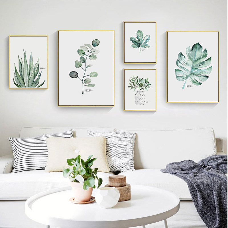 北欧风格绿植装饰画客厅沙发背景墙壁画卧室床头现代装饰画