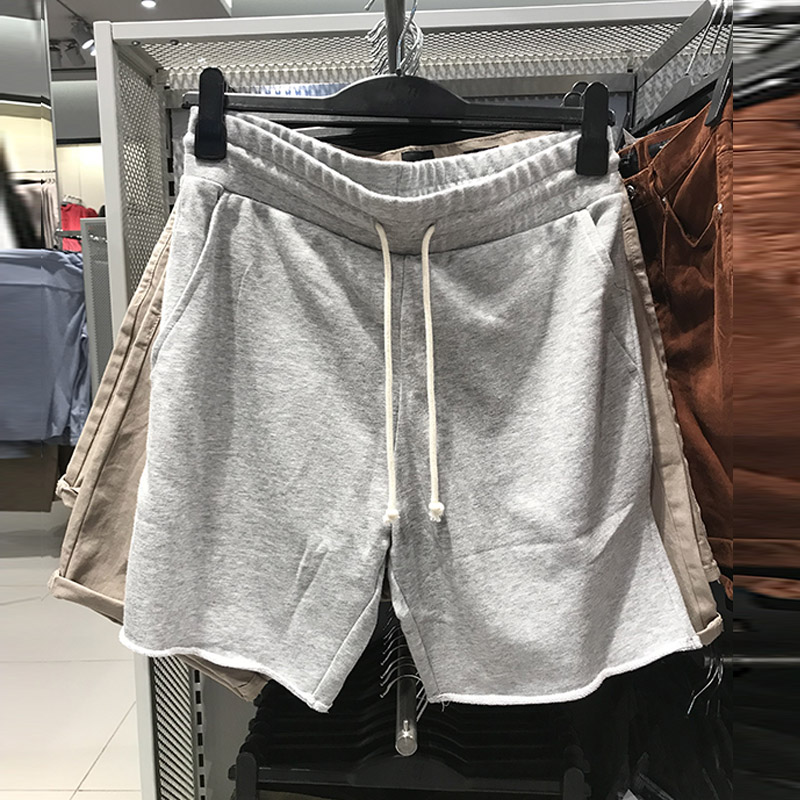 休闲男装2022夏新款运动纯色百搭宽松五分裤短裤毛边卫裤0967417