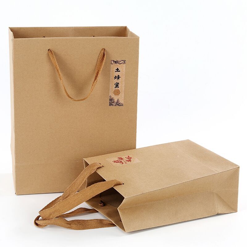 土特产食品牛皮纸袋茶叶蜂蜜礼品手提袋中秋节月饼包装袋定制logo
