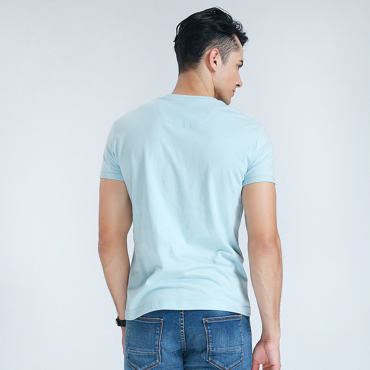 棉先生男装夏季新款纯棉v领t恤男短袖青年纯色白体恤男士打底衫