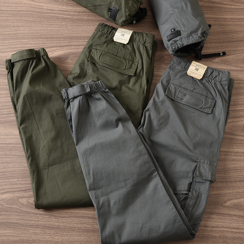 春秋户外轻薄款军风多口袋工装裤宽松运动防撕裂透气束脚休闲长裤