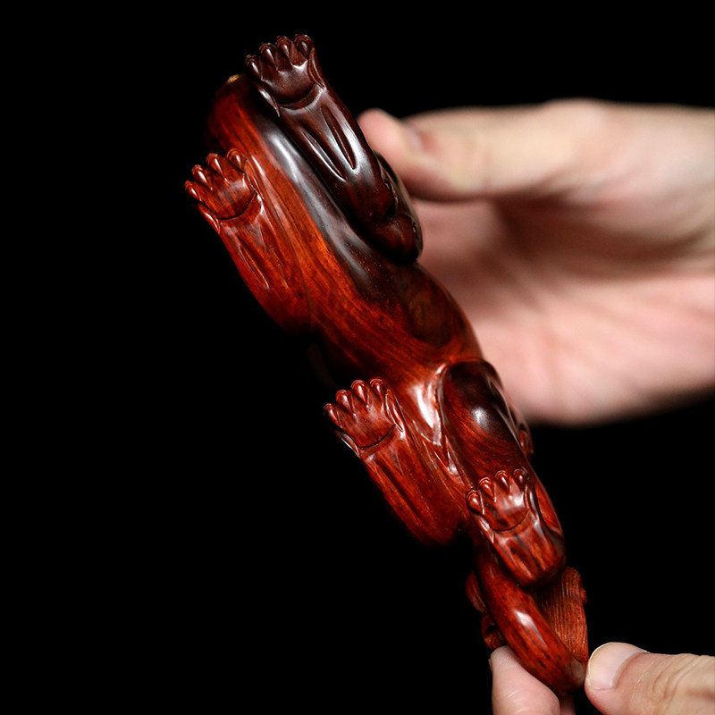 小叶紫檀木雕貔貅招财摆件红木貔恘皮丘办公木雕