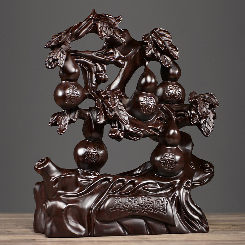 乔迁家居装饰客厅中式新中式檀木工艺品雕刻实木摆件木雕