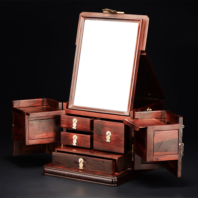 印度小叶紫檀首饰盒红木四美梳妆古风妆奁盒古典木雕