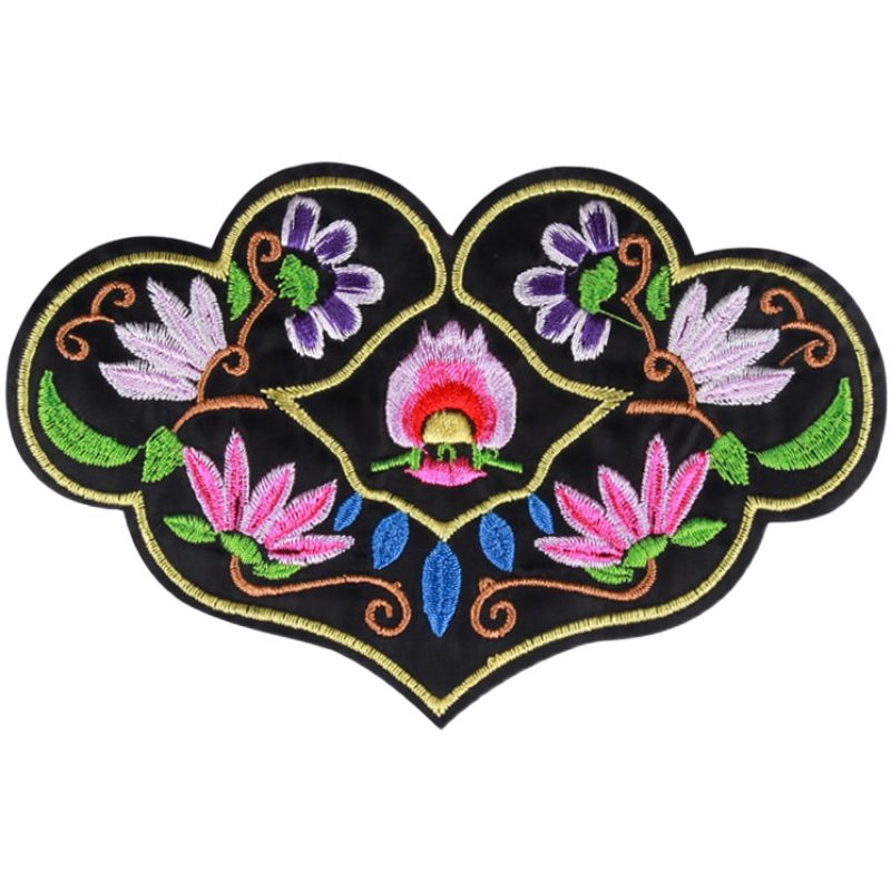 民族风刺绣布贴帽子袖子补丁贴花领口绣花如意布贴