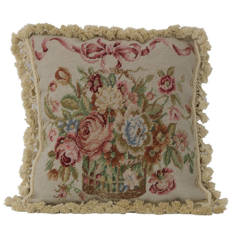 靠垫抱枕枕套高档羊毛手工编织欧式刺绣客厅靠垫