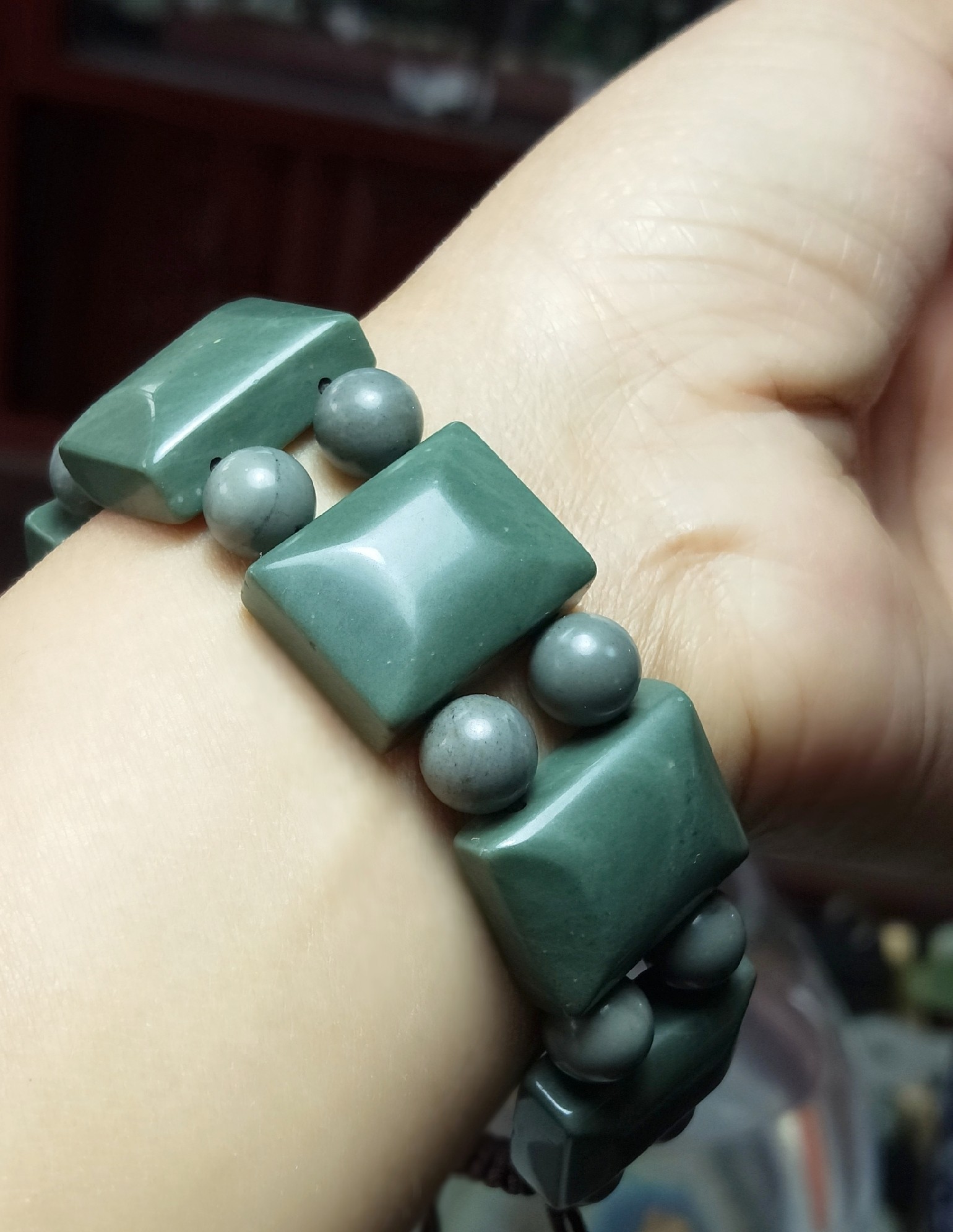 泥石新疆手链原石手排长方形手串男式玉石手饰手饰