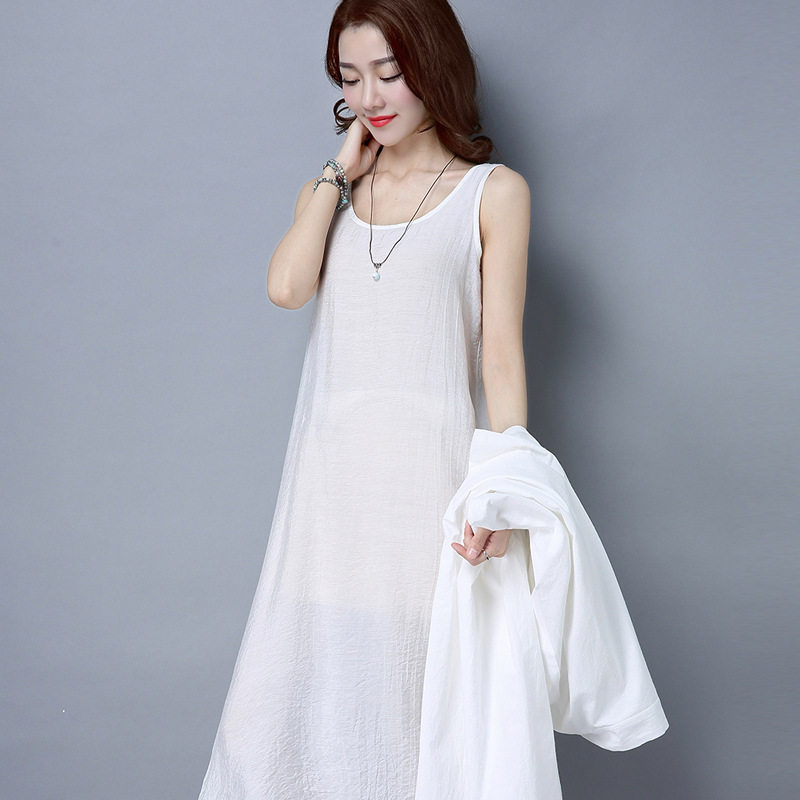 背心裙百搭连衣裙打底裙无袖长裙天丝棉吊带中长款内搭亲肤舒适