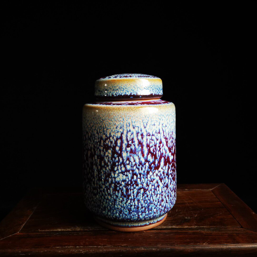 河南省工艺美术大师丁建中全手工手工制制作钧瓷雪花茶叶罐