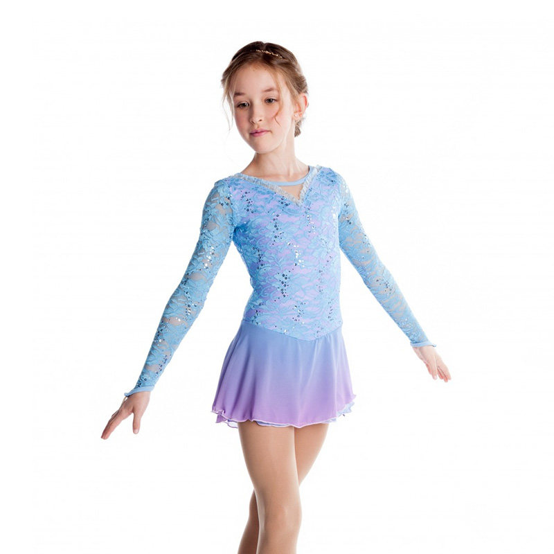 加拿大xpression花样滑冰表演服儿童女成人溜冰裙撞色拼接滑冰服