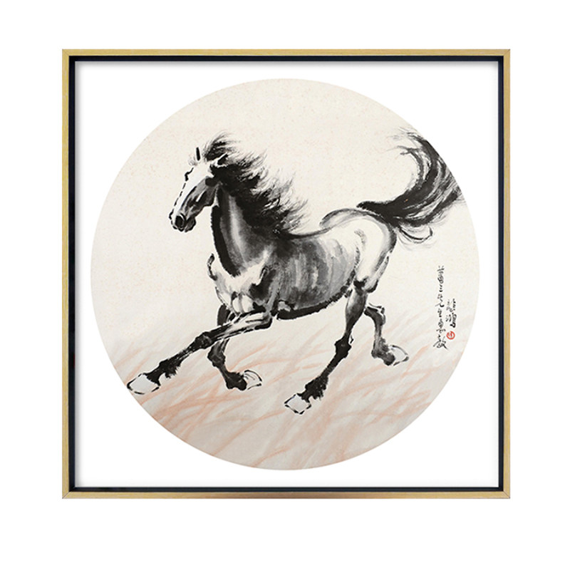 徐悲鸿国画骏马 马到成功 马到功成 奔跑的马 水墨画马中国挂画