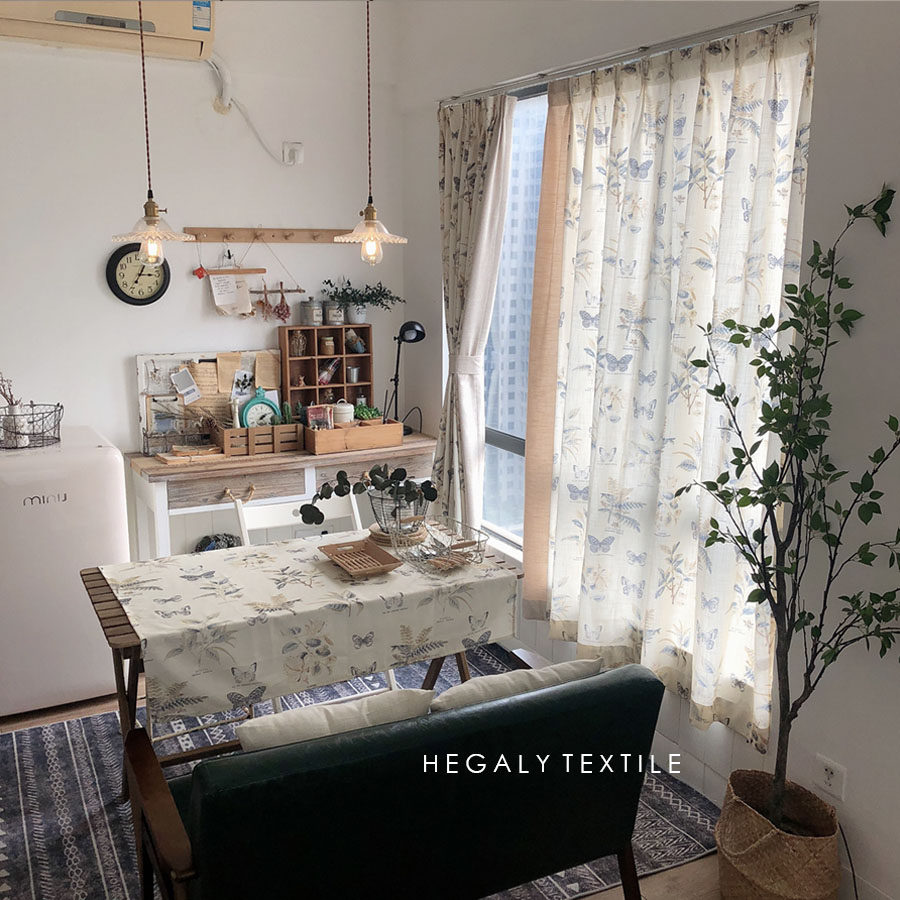 hegaly美式复古碎花窗帘棉麻遮光民宿咖啡馆ins定制窗帘