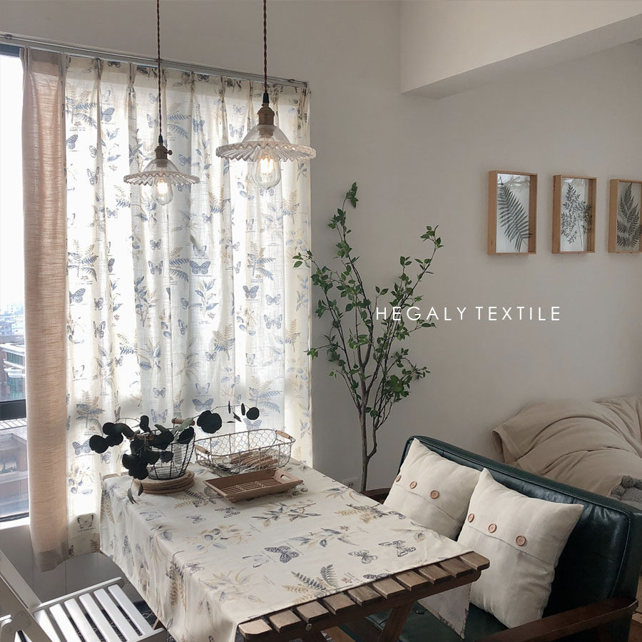 hegaly美式复古碎花窗帘棉麻遮光民宿咖啡馆ins定制窗帘