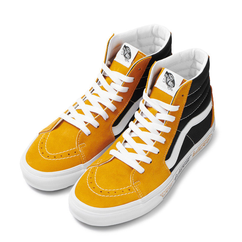 vans范斯sk8hi新款黑红黄撞色高帮情侣休闲板鞋板鞋