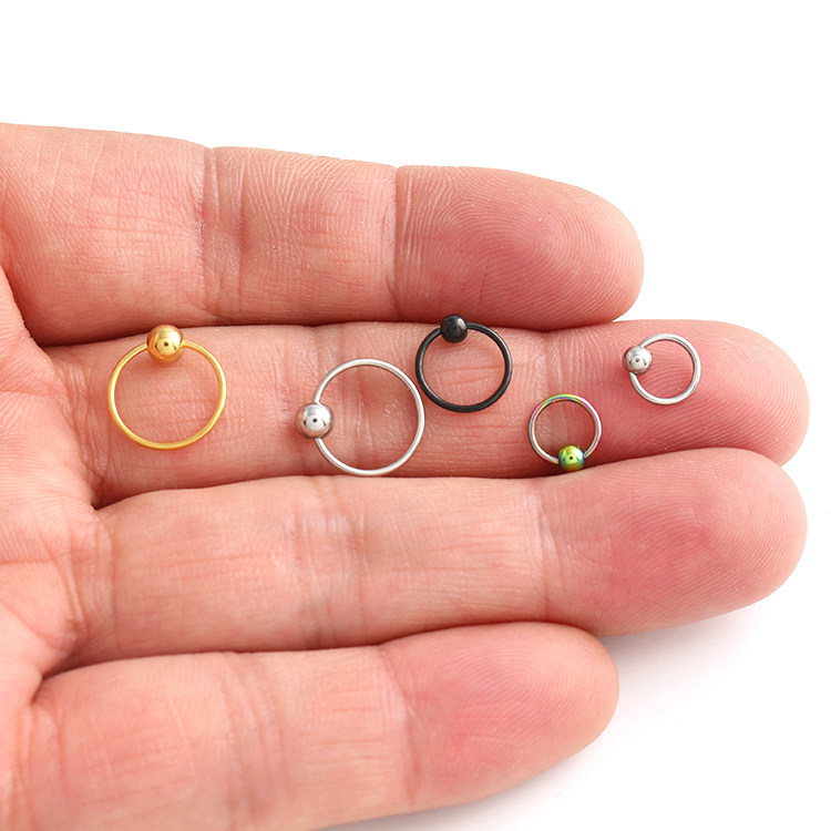 钛钢不褪色性感穿孔卡球细圈女耳环欧美pa阴环其它首饰