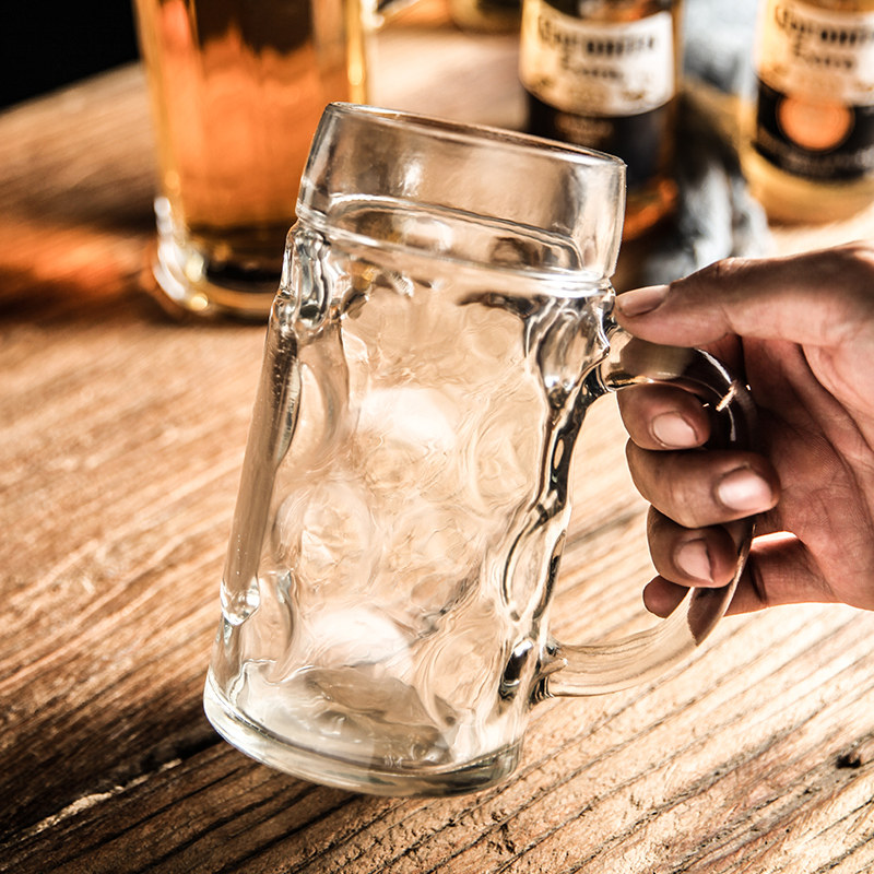 加厚啤酒杯大容量玻璃杯大号英雄酒吧大扎酒杯