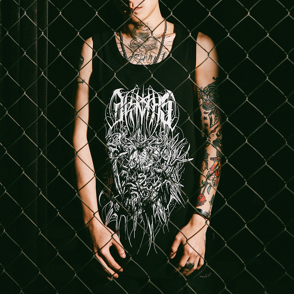 双头ekhlas纹身arcs联名暗黑燕子摇滚极端金属背心