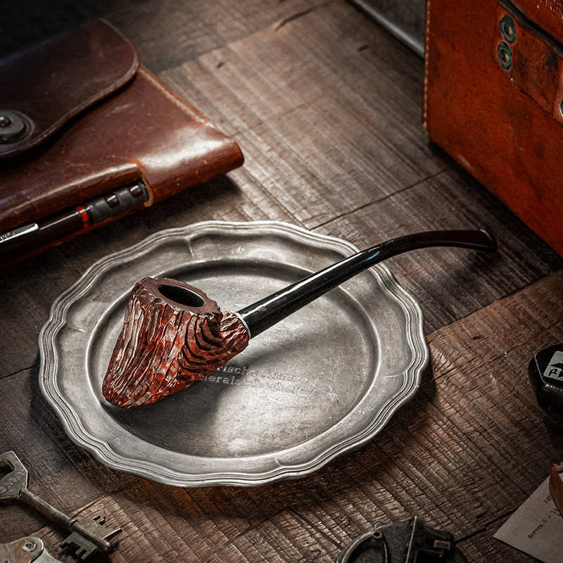 大汉烟斗原创雕刻阅读手工弯斗进口石楠木料烟斗