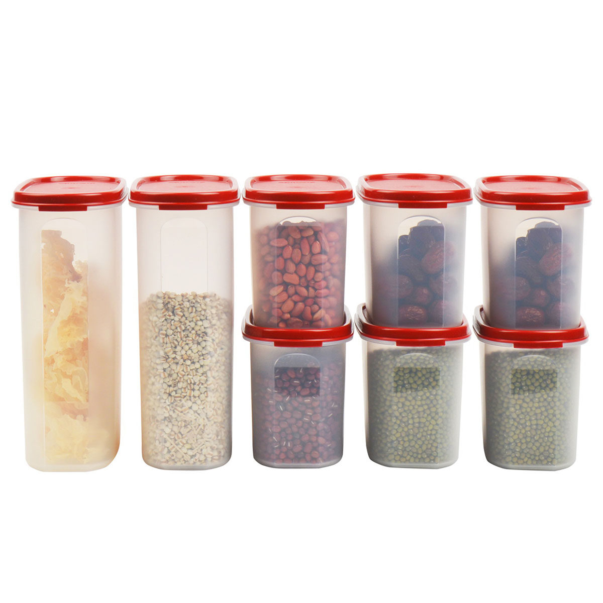 特百惠mm干货保鲜8件套椭圆2号4号密封储藏保鲜盒