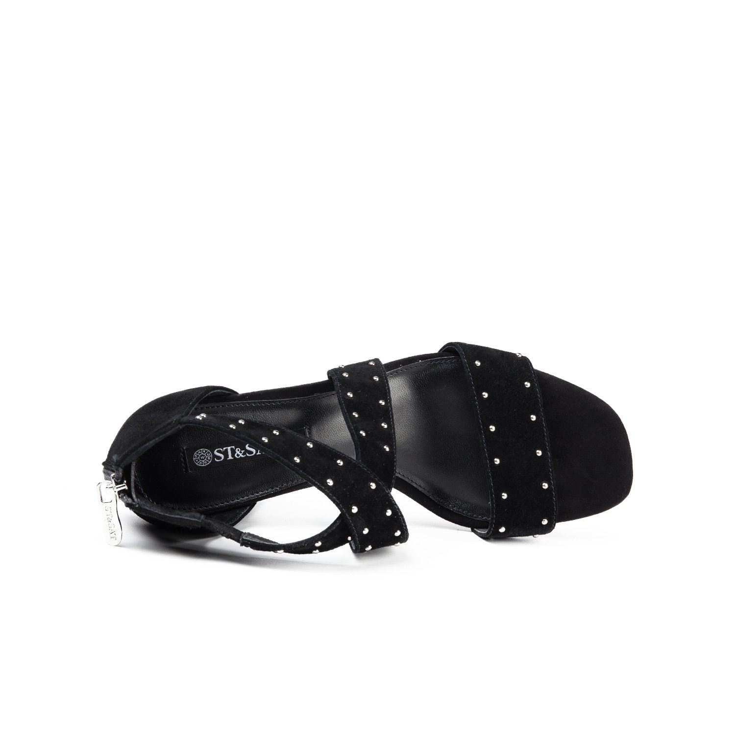 st&sat/星期六2018夏季新款绑带港味复古一字带凉鞋女ss82115602