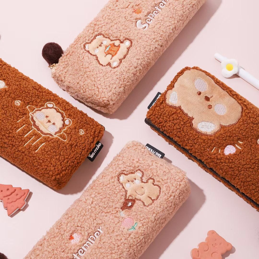 小清新少女文具铅笔moko秋日小熊大三三角可爱笔袋