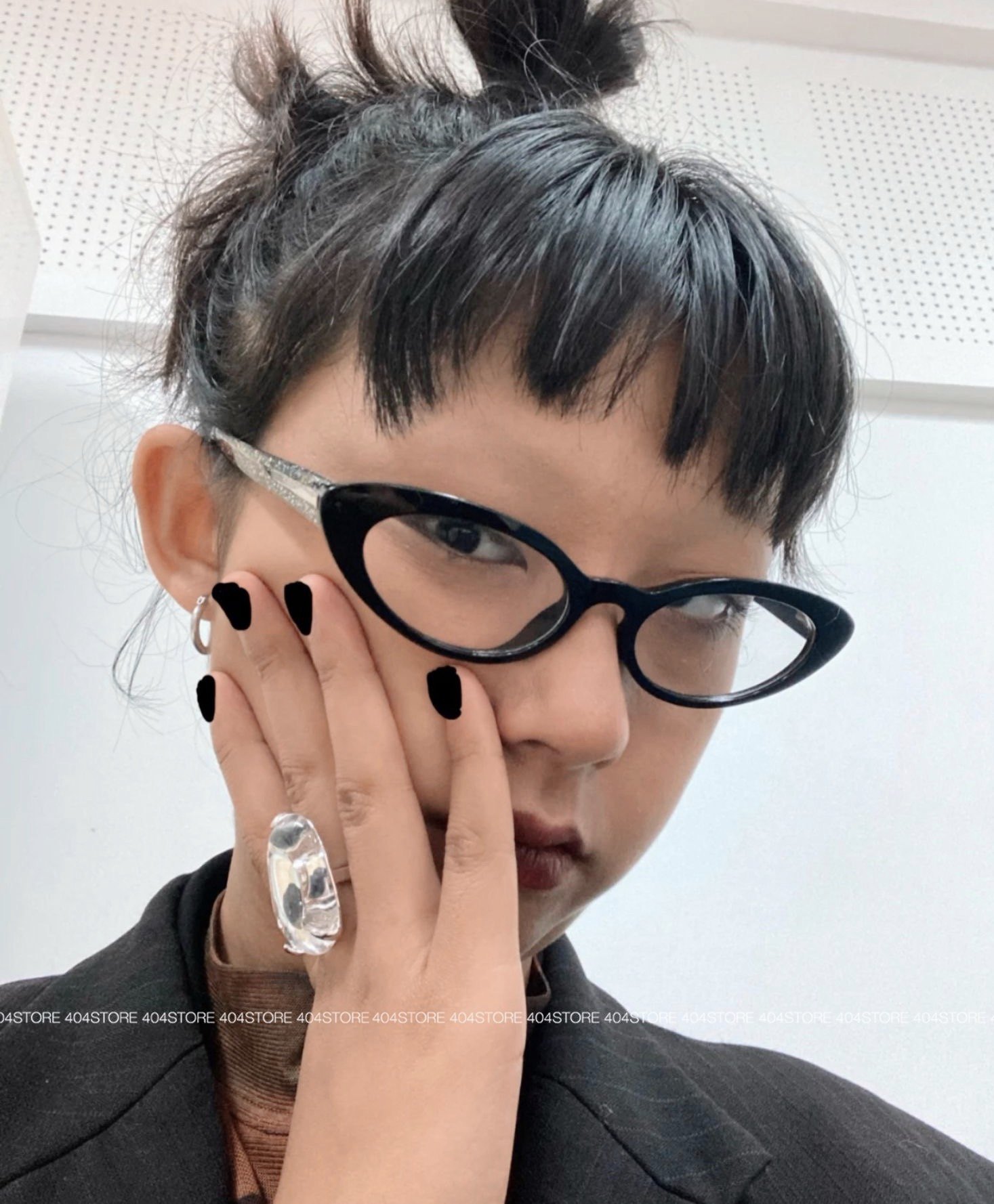 的店mona网红同款复古猫眼镜框平光视镜弹簧眼镜架