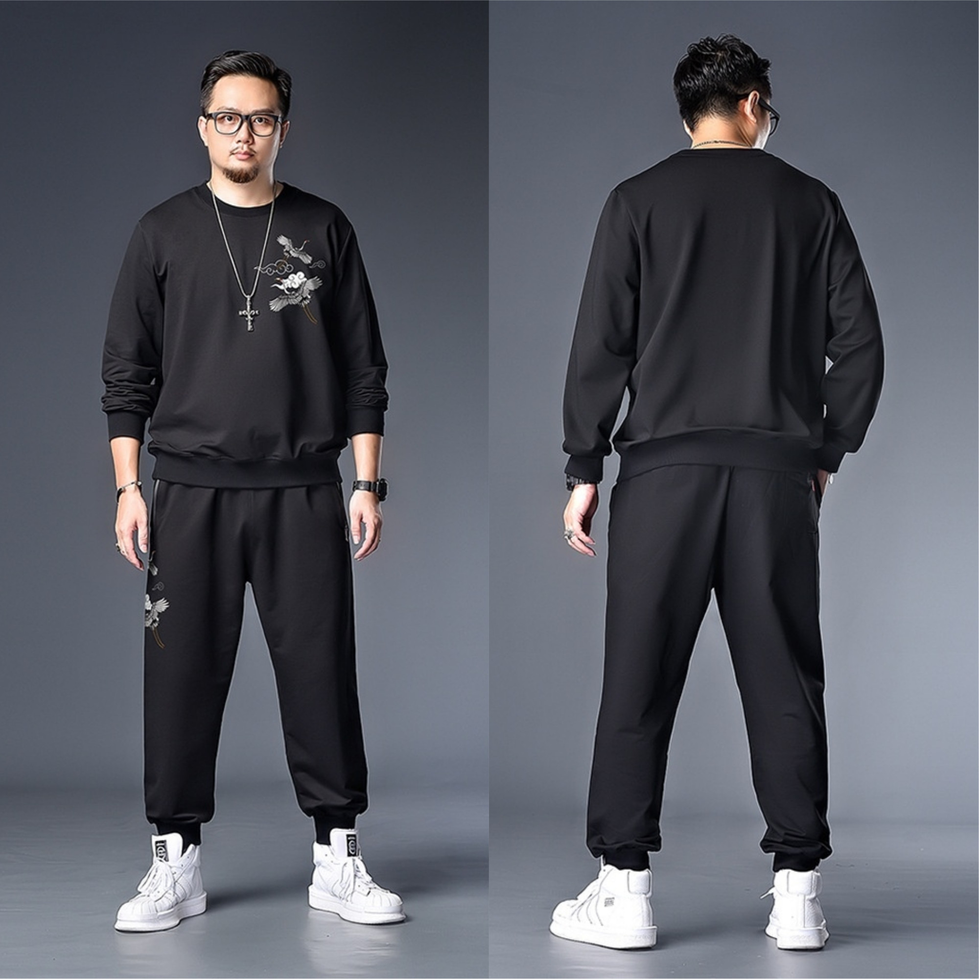 春秋肥胖男装胖人休闲卫衣套装男加加大码潮休闲运动套装