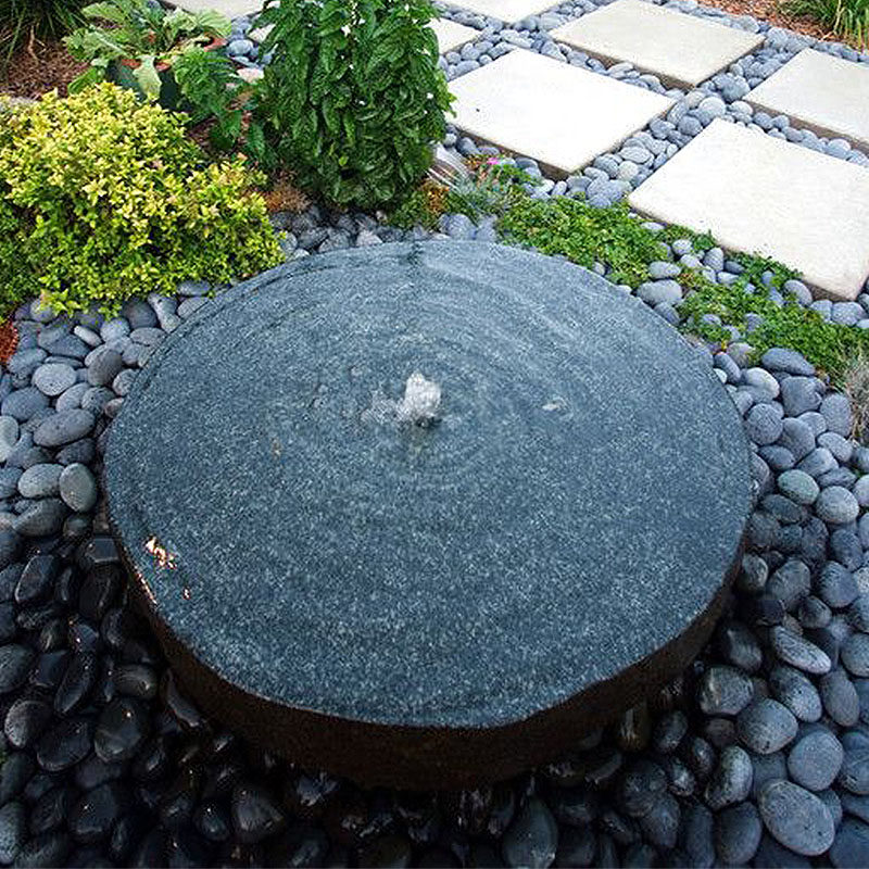 景石黑山山石流水石钵涌泉水钵喷泉日式庭院石雕