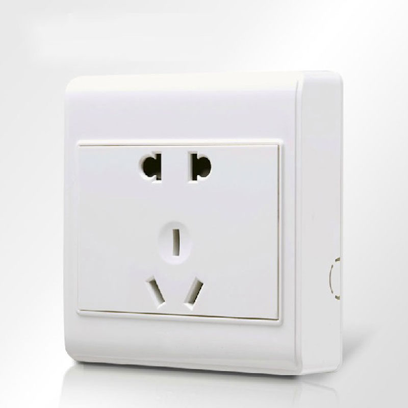 超薄雅白明装一体式设计五孔插座面板